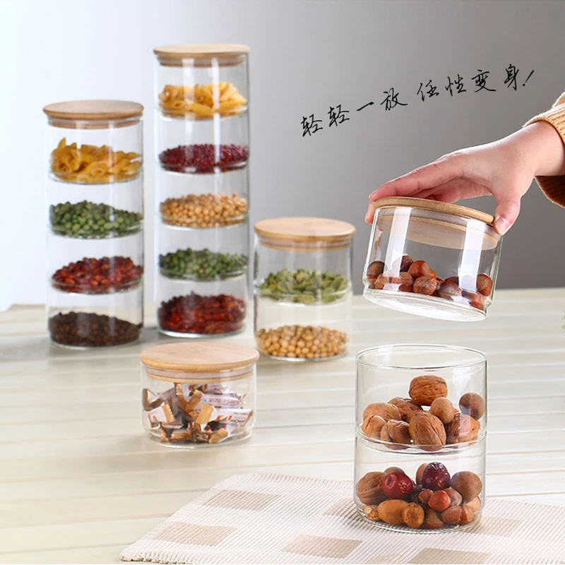 Food Storage Glass Container Set - New1200 Ml 3-layer Glass Can Kitchen