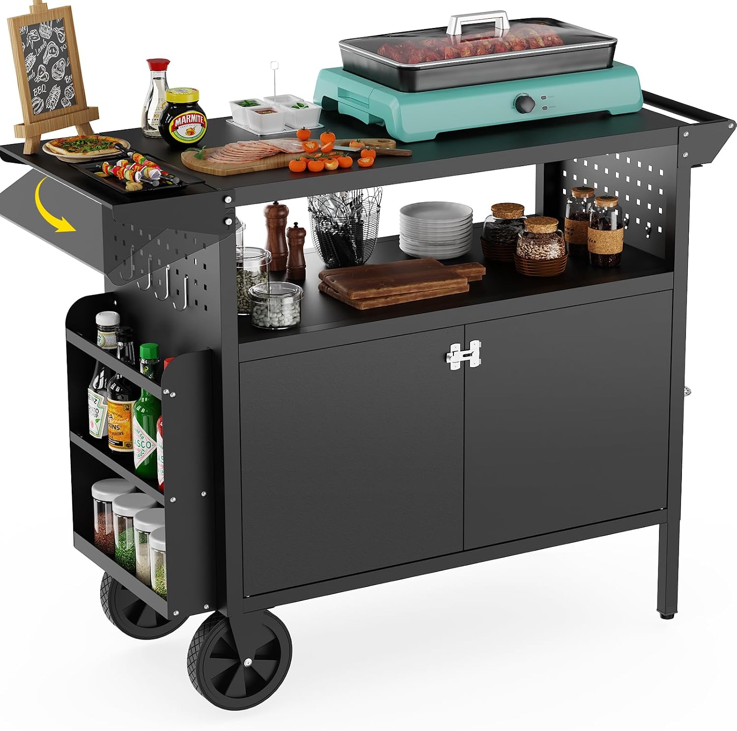 Food Storage In The Kitchen - Outdoor Grill Cart Table With Storage