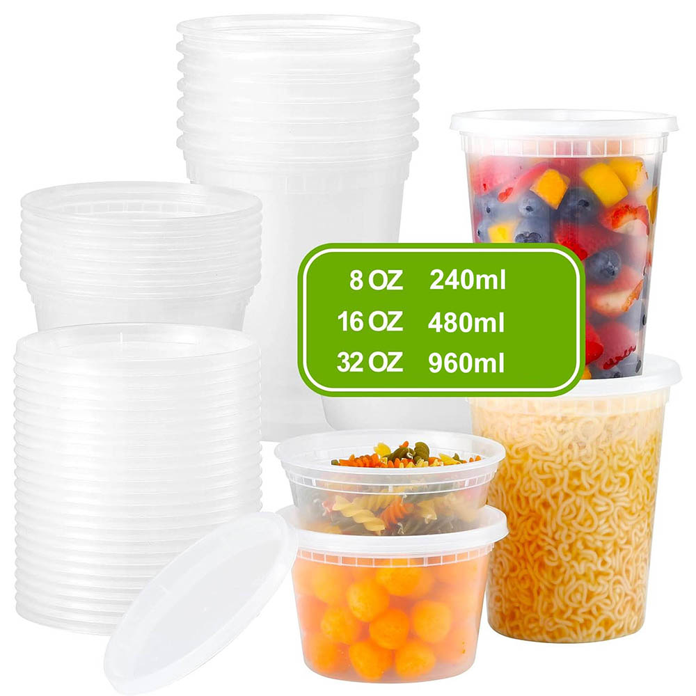 Food Storage Variety Pack - Plastic Deli Food Containers With Lids,8oz