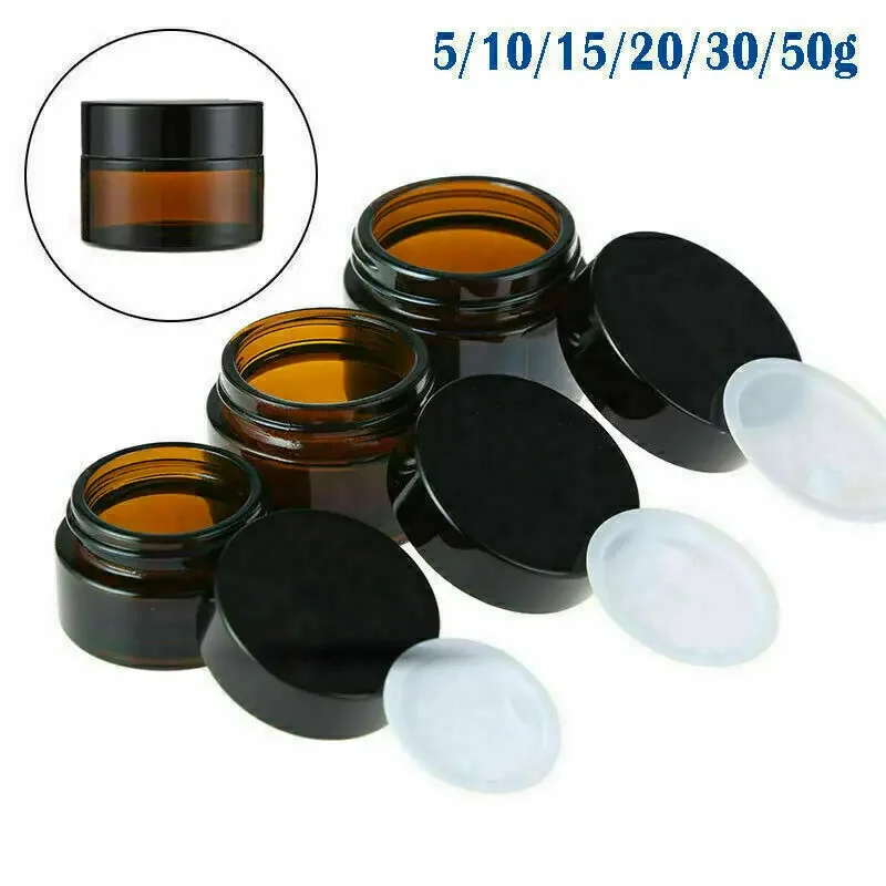 Food Storage Glass Set - 2pcs 5ml/10ml/15ml/20ml/30ml/50ml Glass Amber Cosmetic Face