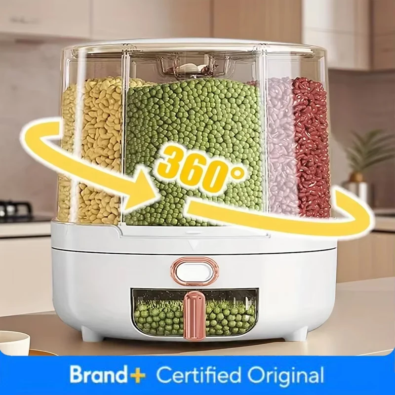 Food Storage Pantry - 6-Compartment 360° Rotating Airtight Food Storage
