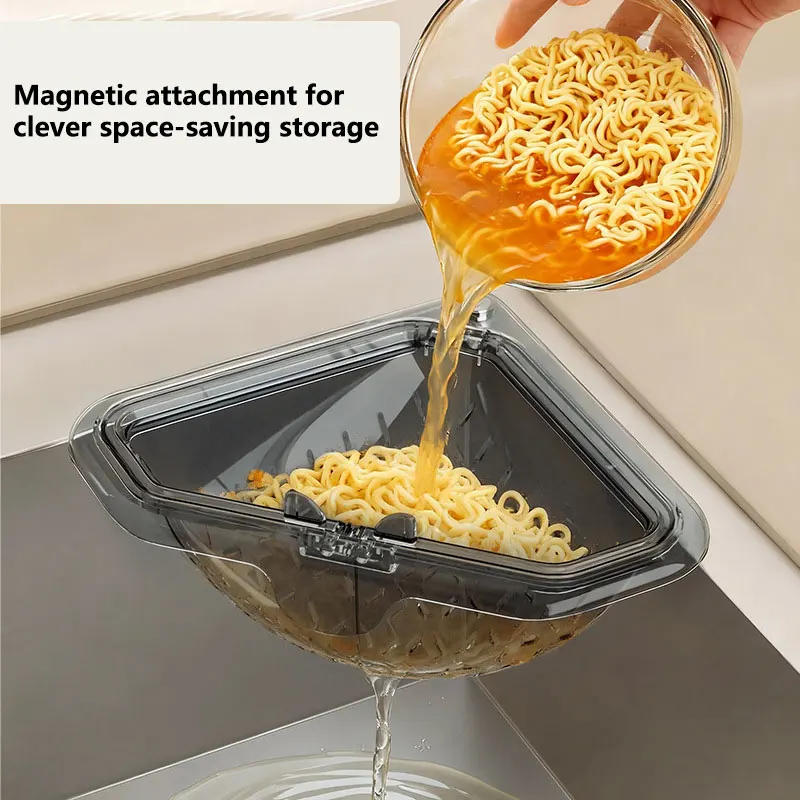 Food Storage Rack - Magnetic Triangular Sink Drain Basket Kitchen