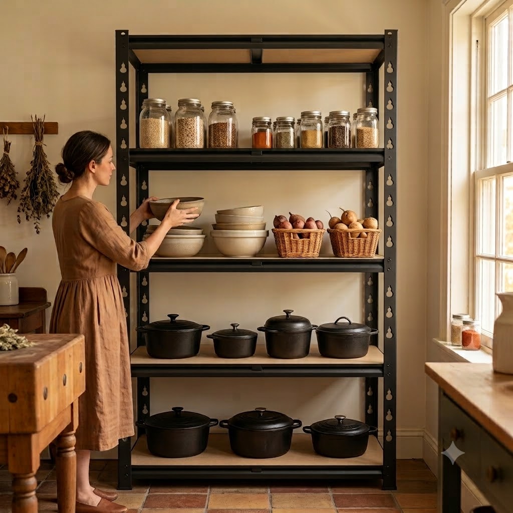 Food Storage No Pantry - Slim 5-Tier Metal Shelving Unit, 27.6x11.8x59.8