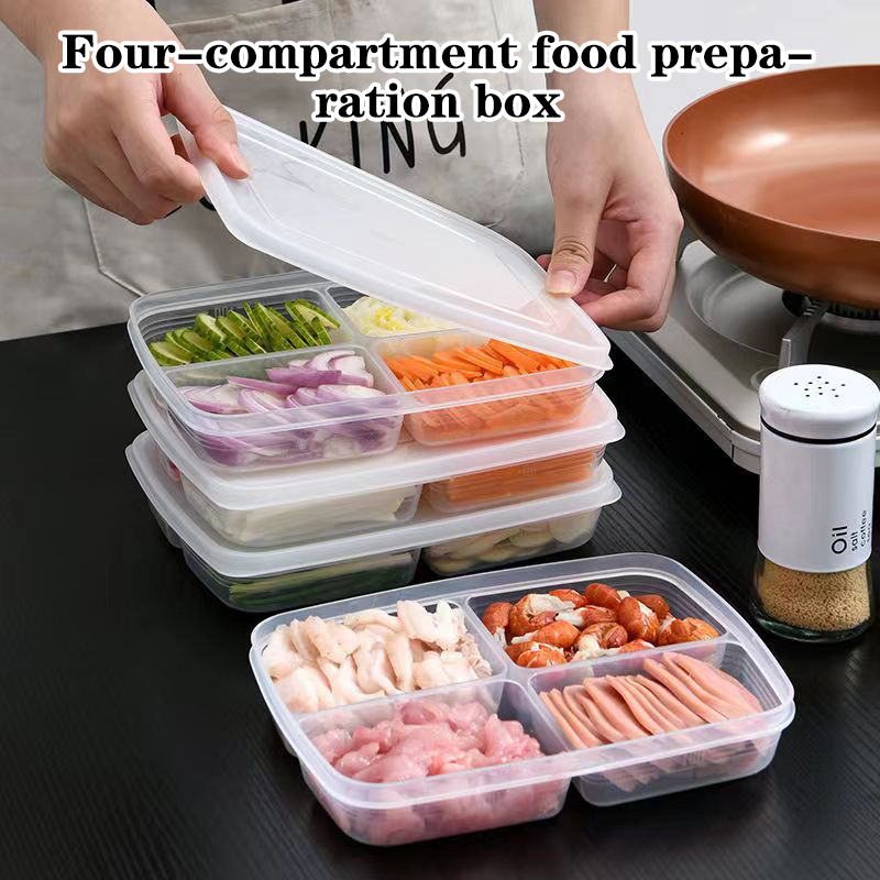 Food Storage For Refrigerator - New【4 Grids Plastic Storage Box Portable