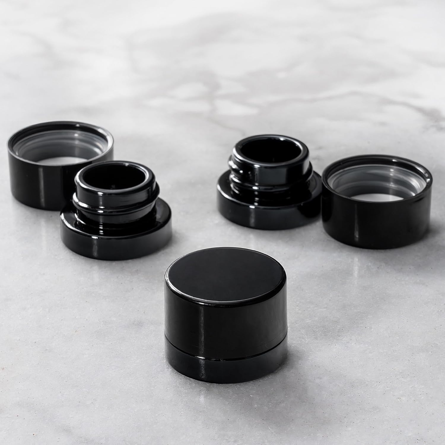 Food Storage Glass Set - 5ml Thick Black Glass Jars with