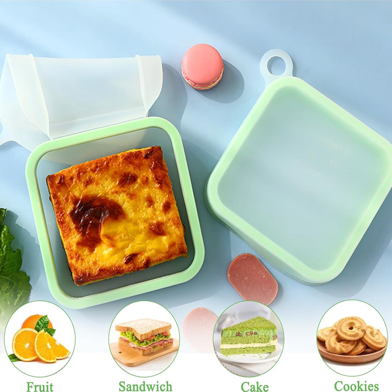 Food Storage Silicone - Silicone Sandwich Toast Bento Box With