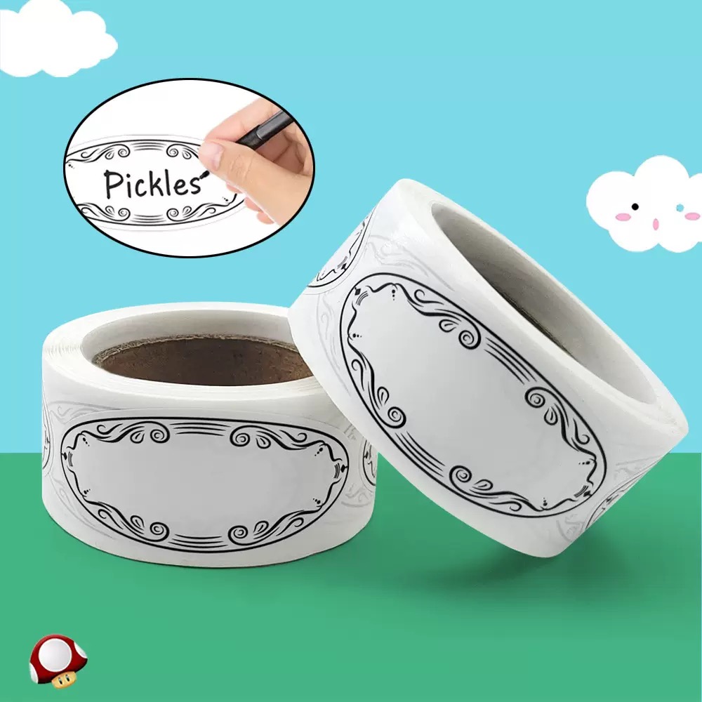 Food Storage Jar Labels - 150Pcs Oval Canning Labels Blank stickers