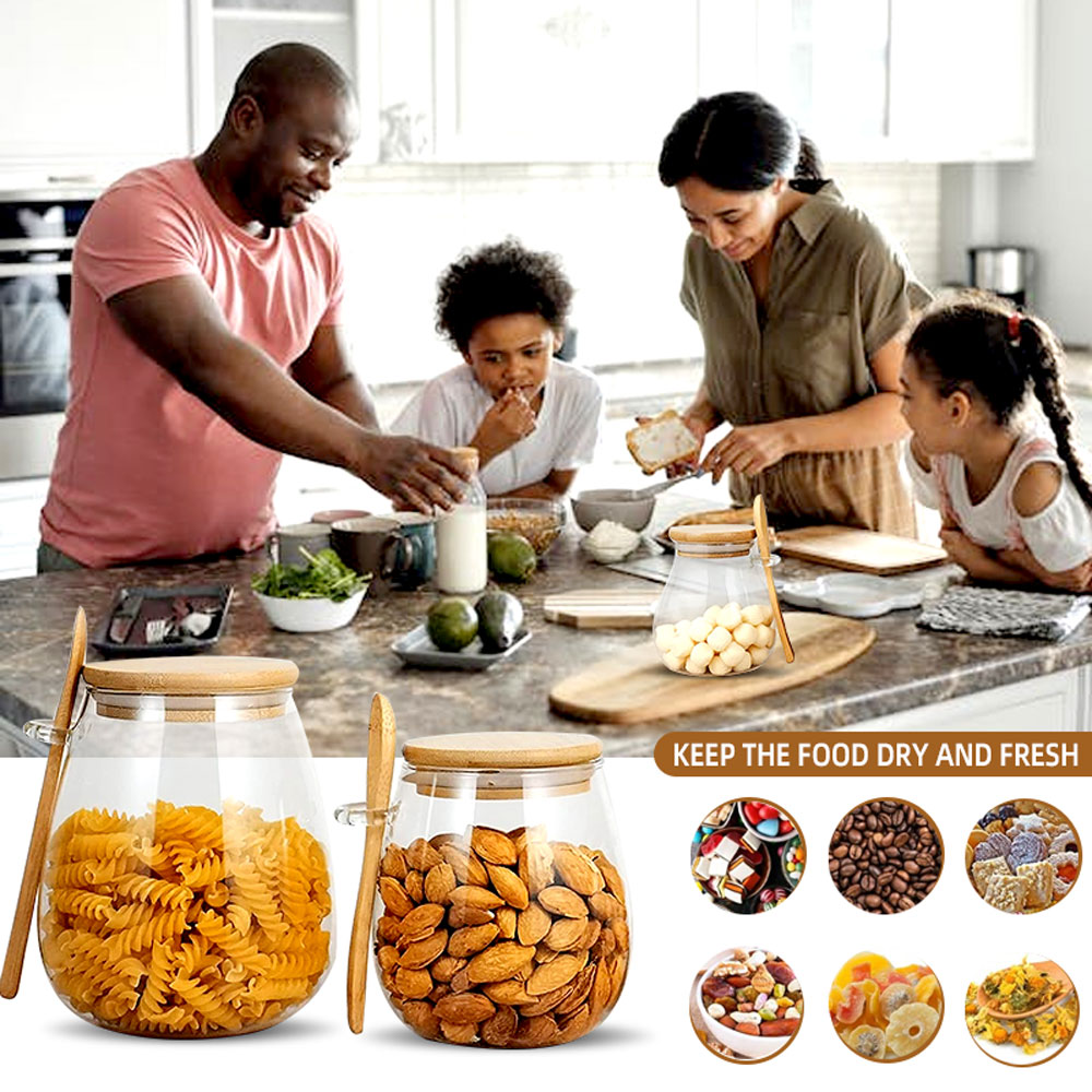 34oz sealed glass jar with spo - огляд і ціна Food Storage Glass Set