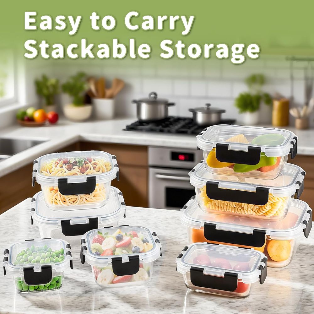 8-Piece Borosilicate Glass Foo - огляд і ціна Food Storage Glass Set