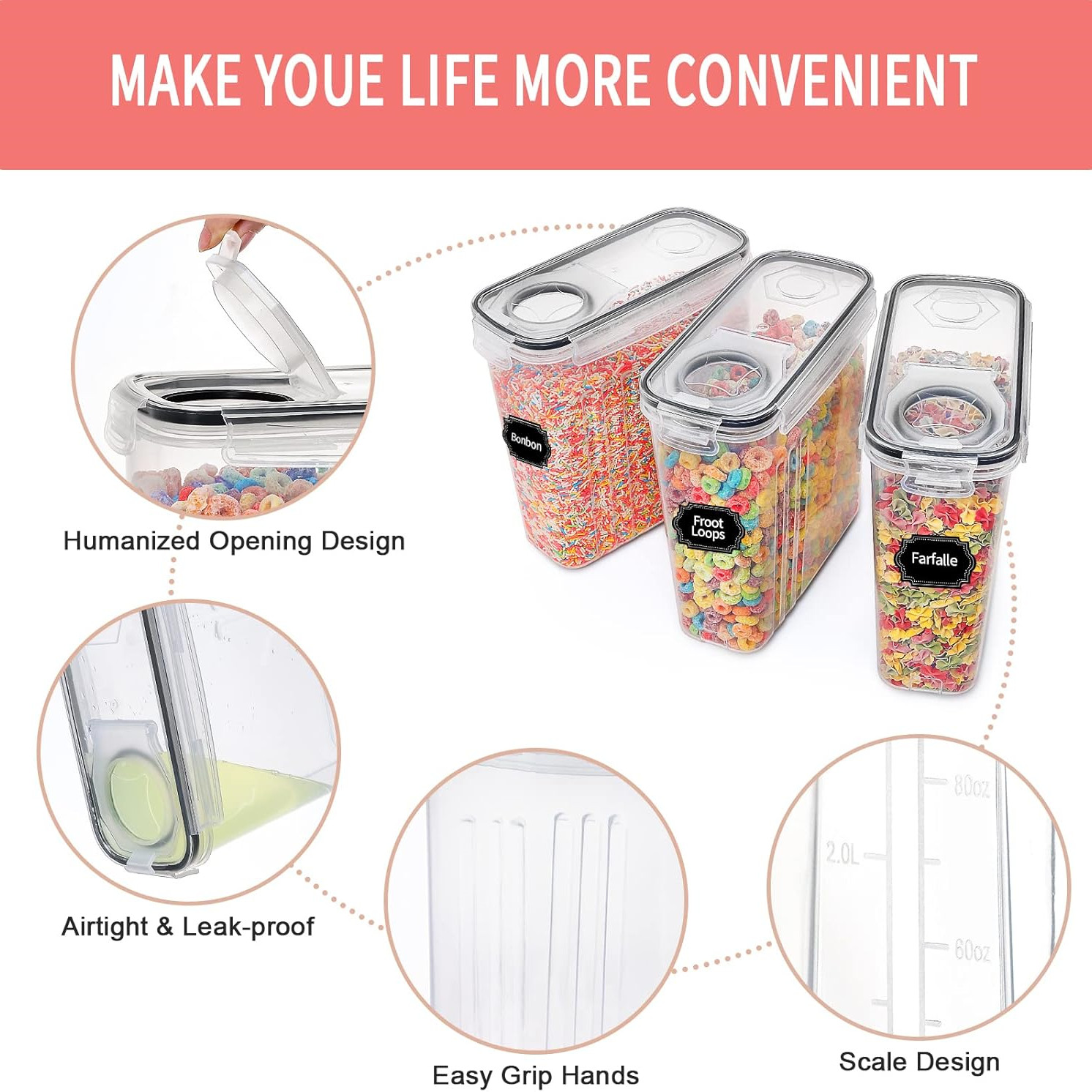 2.5L Cereal Storage Containers - огляд і ціна Food Storage Labels