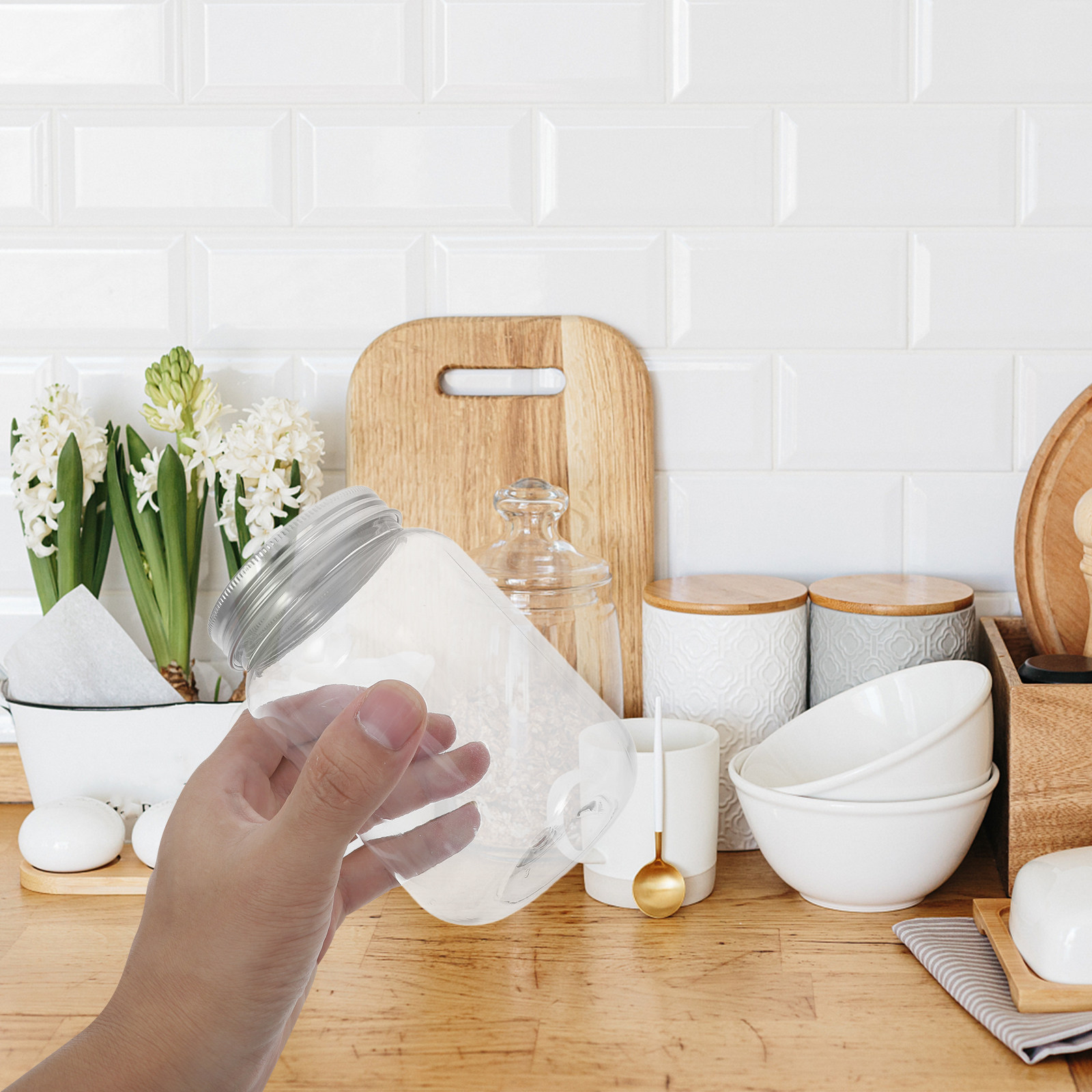 4Pcs Clear Plastic Jars with A - огляд і ціна Food Storage In The Kitchen