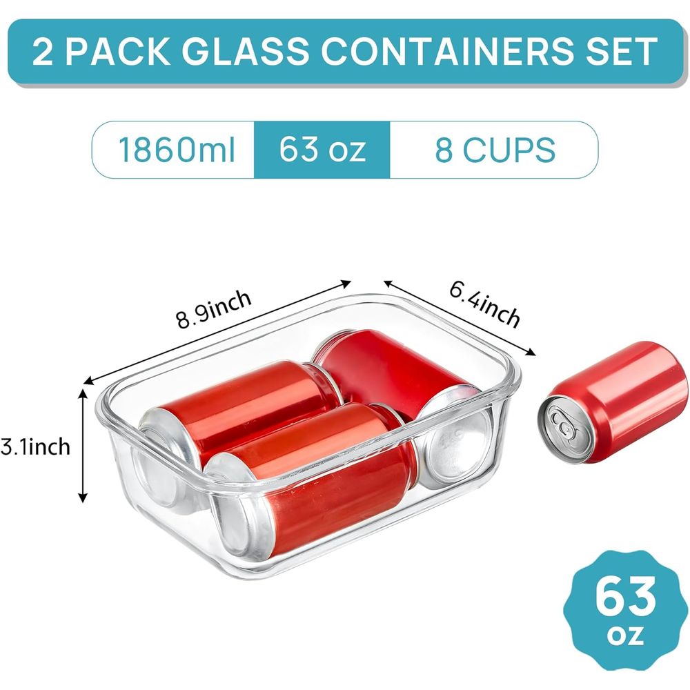 1860ml/63oz Large Glass Storag - огляд і ціна Food Storage Glass Container Set