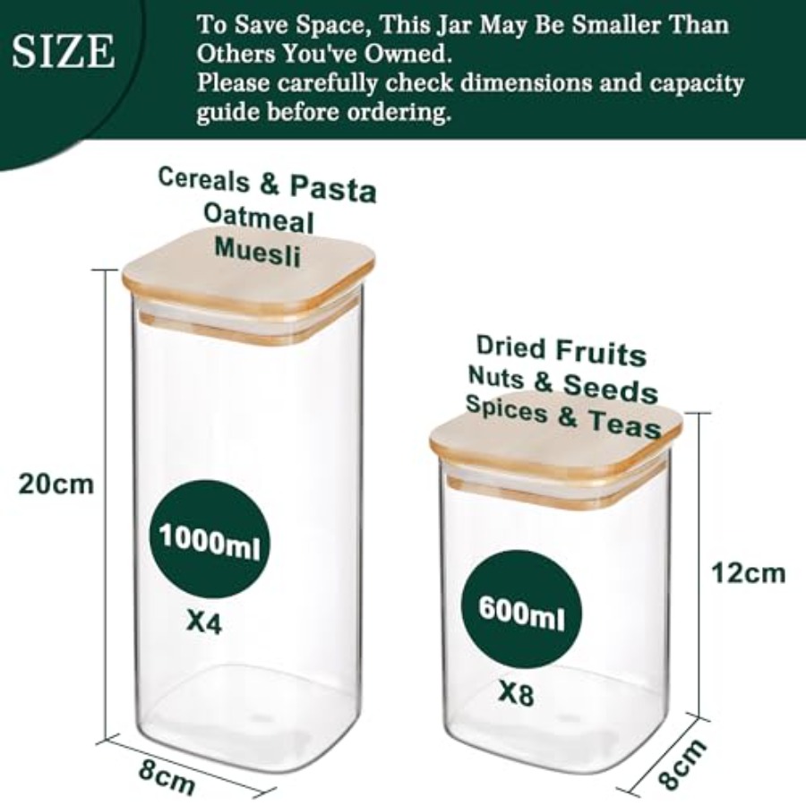 12-Pack Square Glass Storage J - огляд і ціна Food Storage Pantry