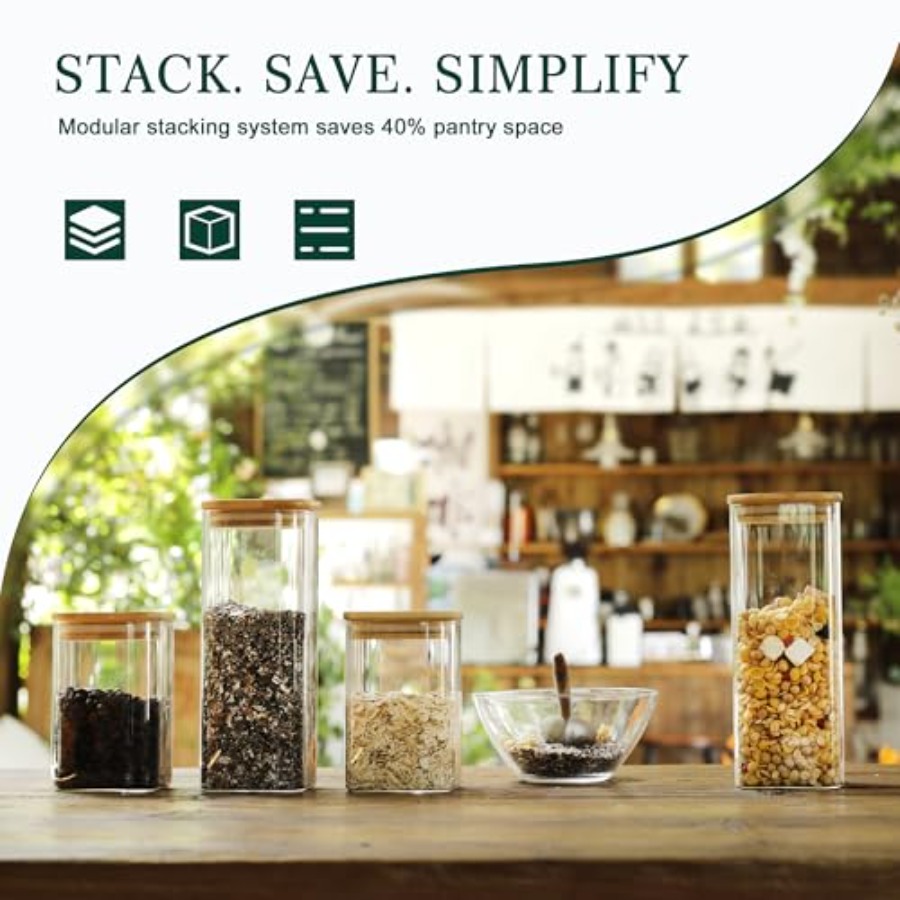 12-Pack Square Glass Storage J - огляд і ціна Food Storage Pantry