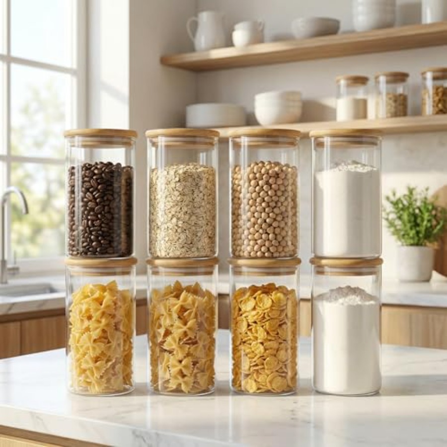 Glass Jars with Bamboo Lids 28 - огляд і ціна Food Storage Glass Set
