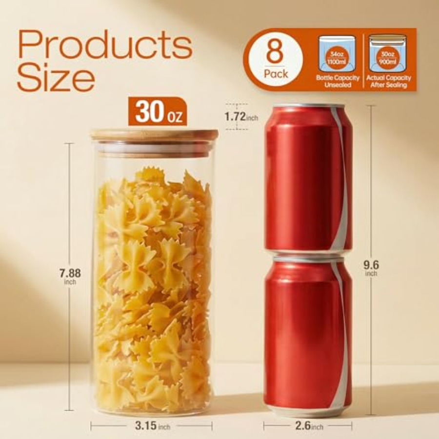 Glass Jars with Bamboo Lids 28 - огляд і ціна Food Storage Glass Set