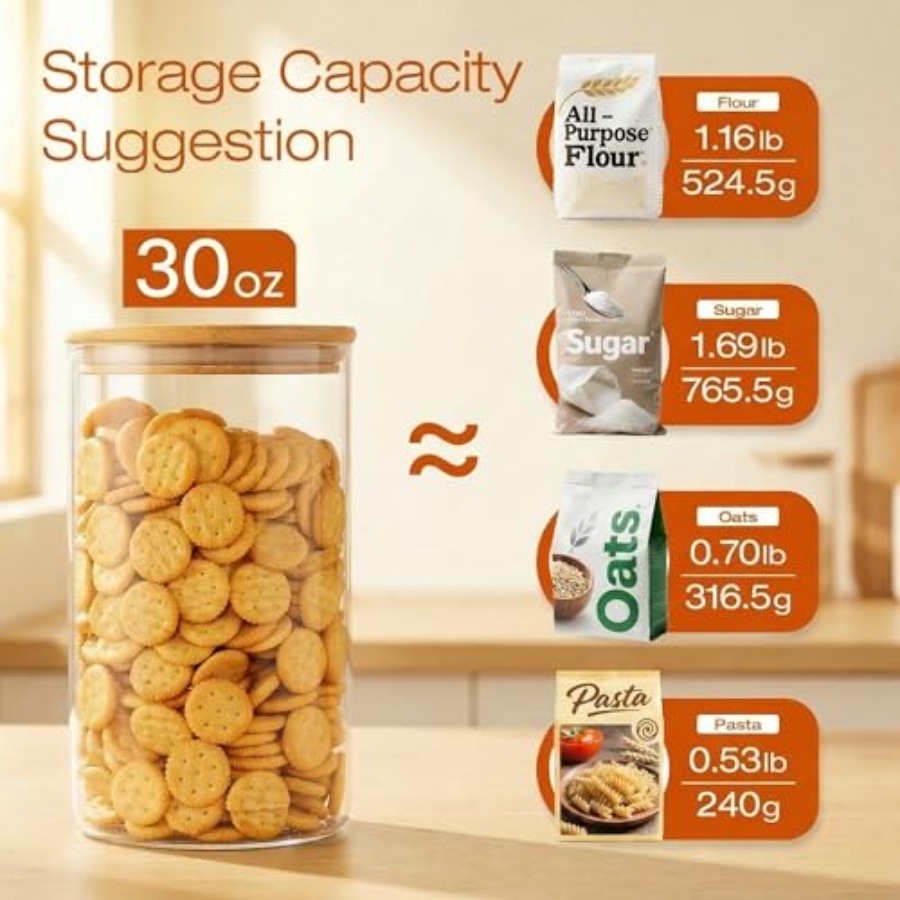Glass Jars with Bamboo Lids 28 - огляд і ціна Food Storage Glass Set