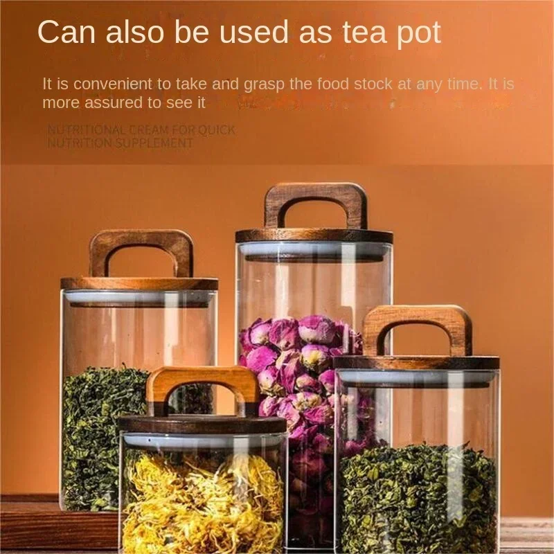 800-2100ml Wood Lid Glass Jar  - огляд і ціна Food Storage Glass Set