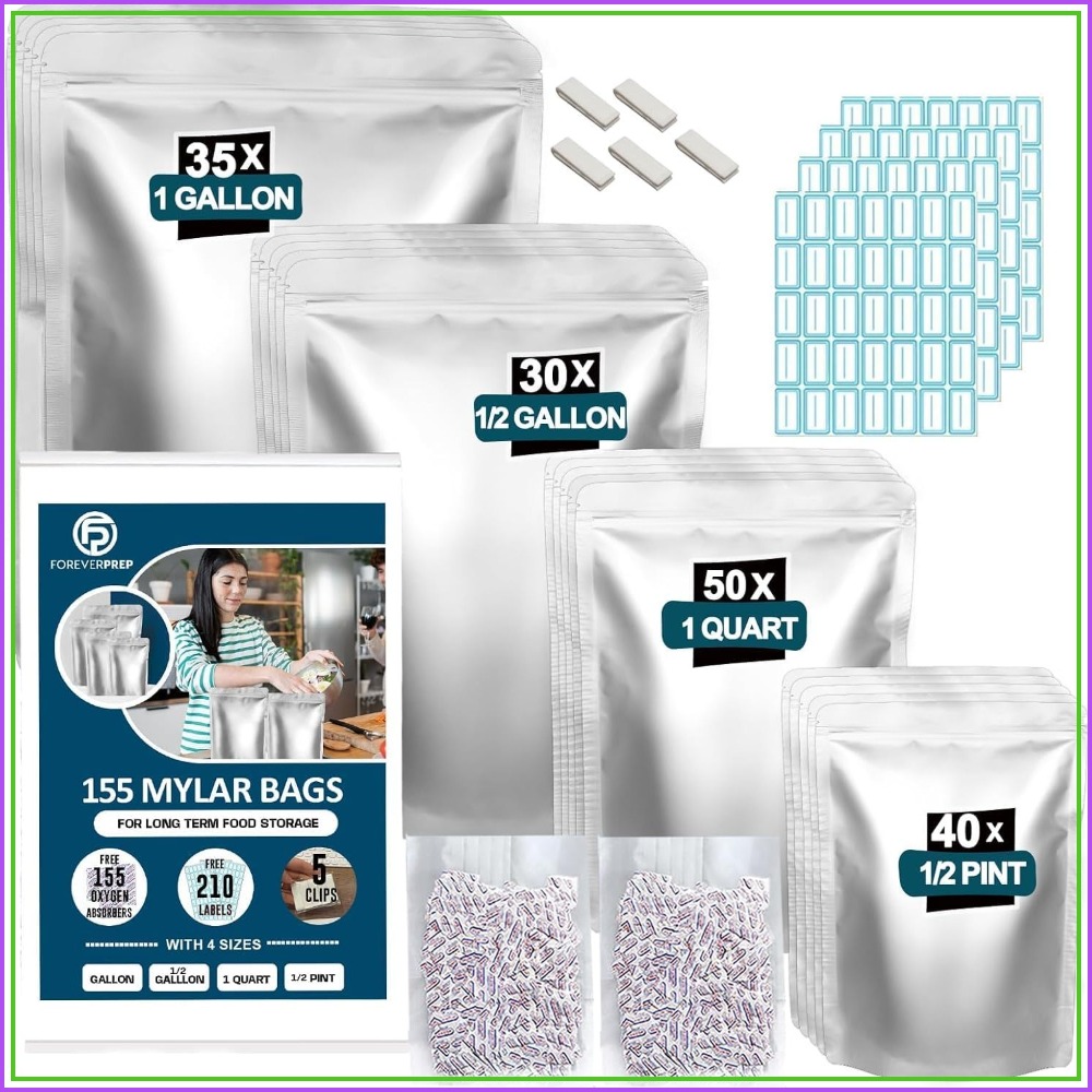 155 Mylar Bags with 155 Oxygen - огляд і ціна Food Storage Labels