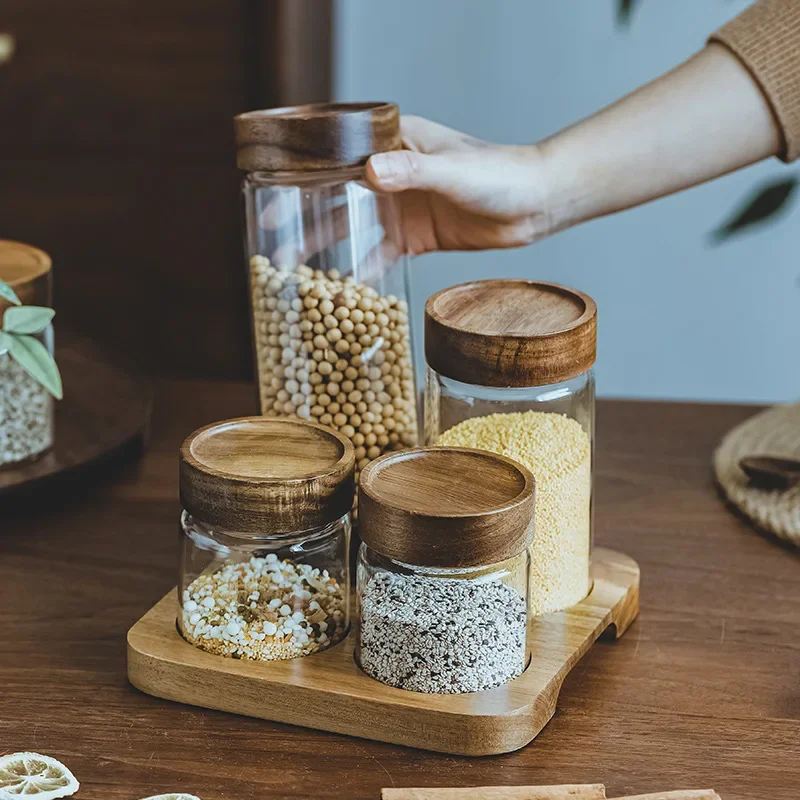 Wood Lid Orgnizer Glass Airtig - огляд і ціна Food Storage Glass Set