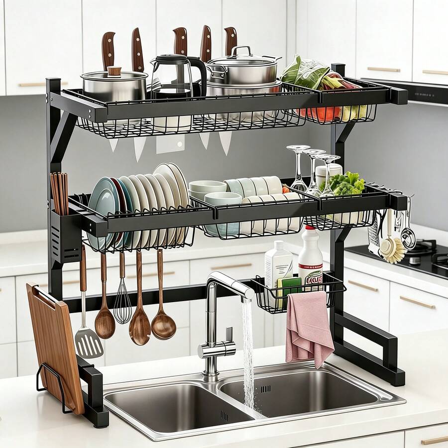 2-Tier Kitchen Over Sink Dish  - огляд і ціна Food Storage Rack