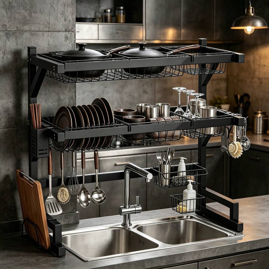 2-Tier Kitchen Over Sink Dish  - огляд і ціна Food Storage Rack