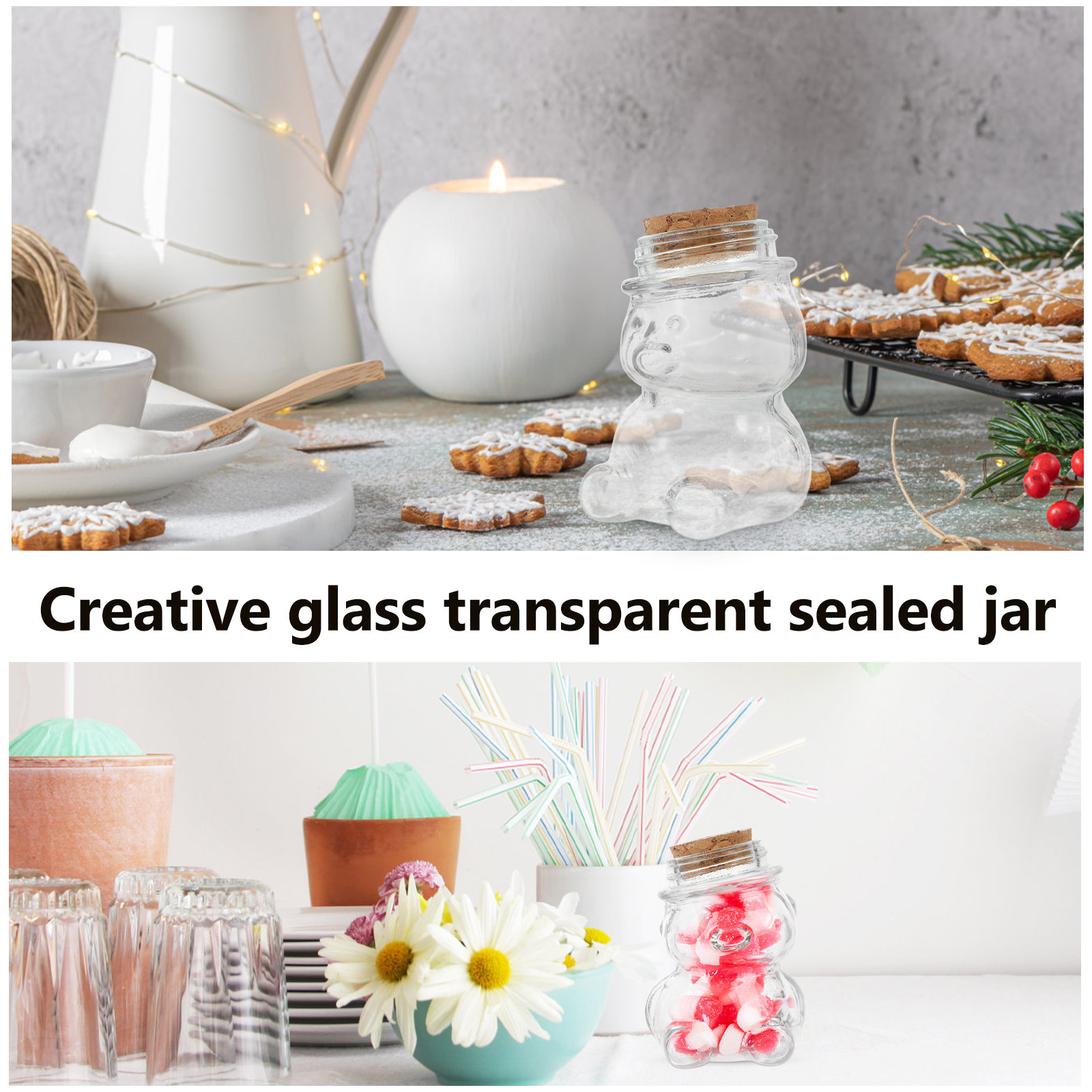 4Pcs Glass Candy Jar Set Trans - огляд і ціна Food Storage Glass Container Set