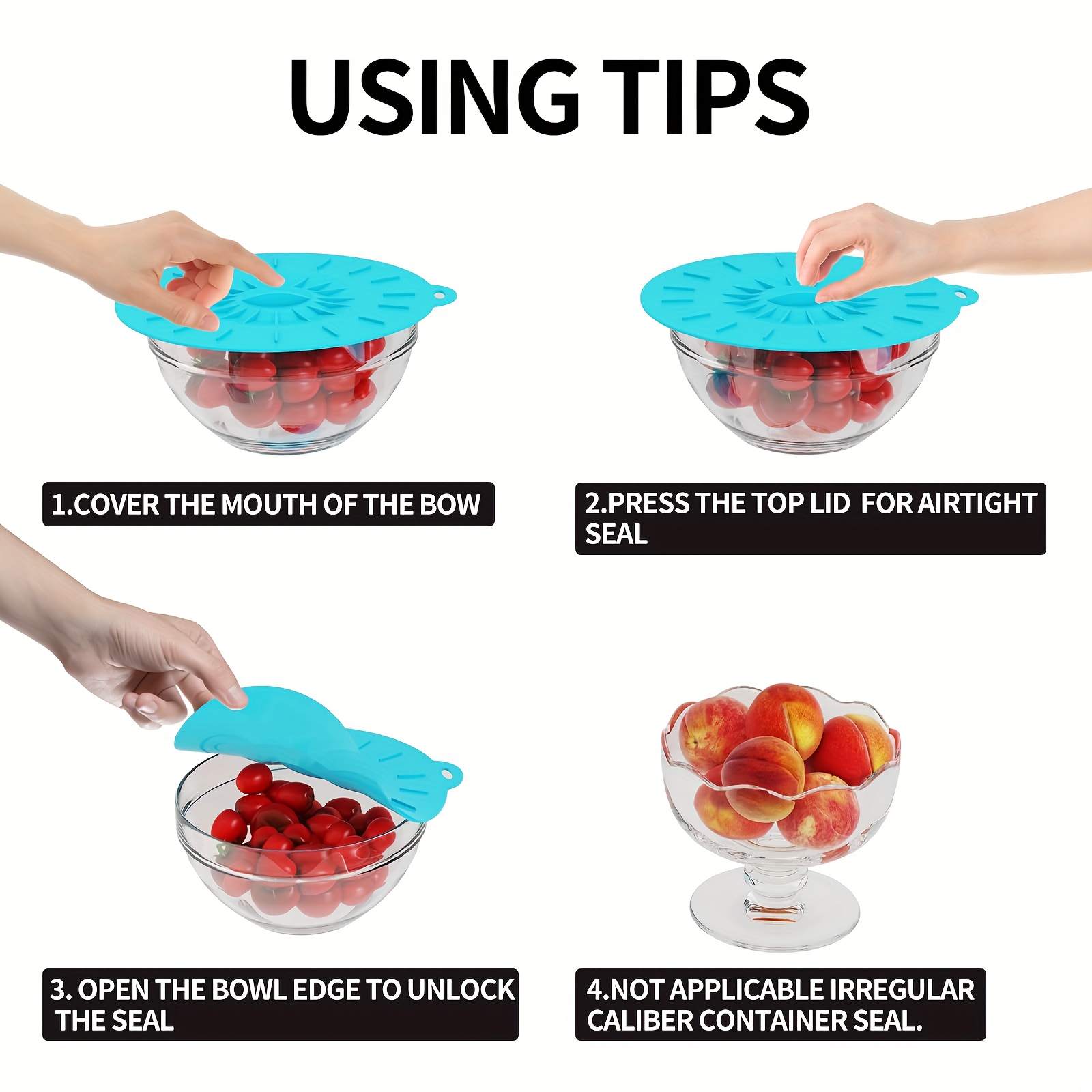 5-Piece Silicone Lids, Heat-Re - огляд і ціна Food Storage Silicone