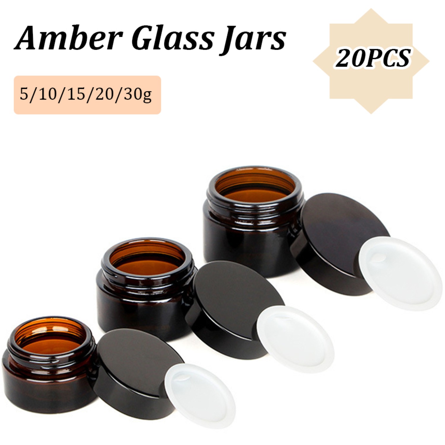 20PCS Small Amber Glass Jars w - огляд і ціна Food Storage Glass Set