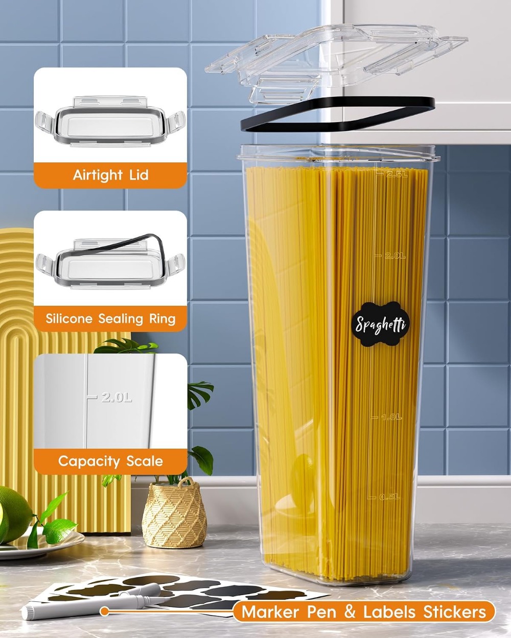 24 PCS Airtight Food Storage C - огляд і ціна Food Storage In The Kitchen