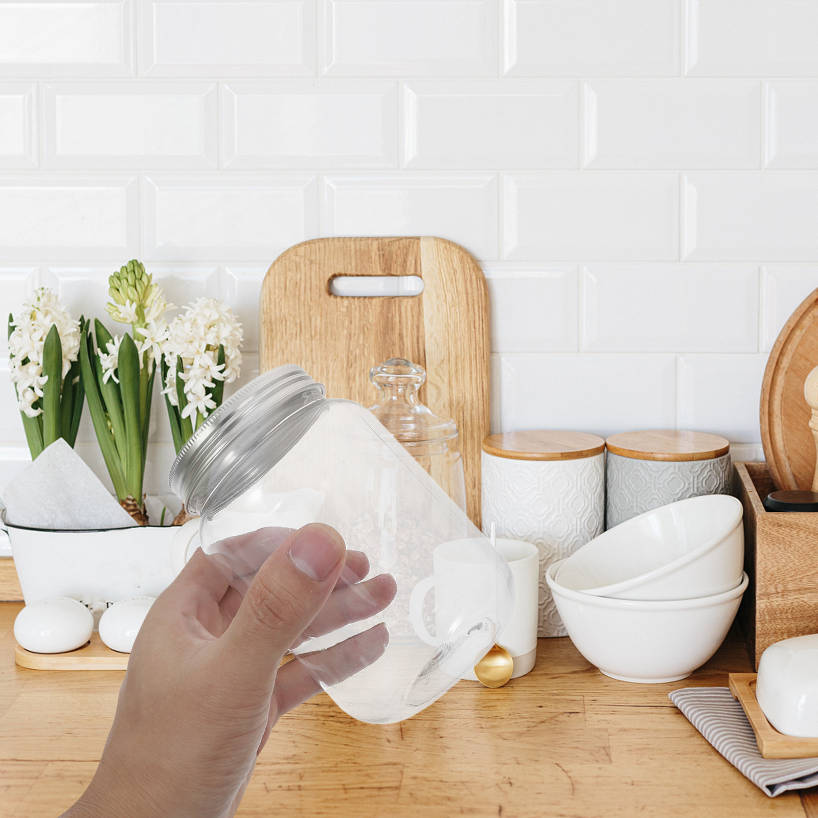 4Pcs Clear Plastic Mason Jars  - огляд і ціна Food Storage In The Kitchen